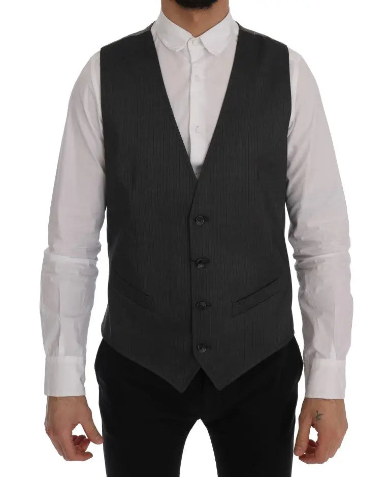 Dolce & Gabbana Gray STAFF Cotton Rayon Vest - Zeiniez
