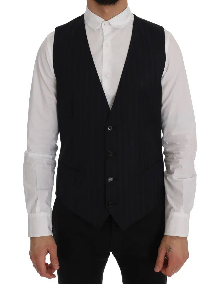 Dolce & Gabbana Blue Wool Stretch Vest - Zeiniez
