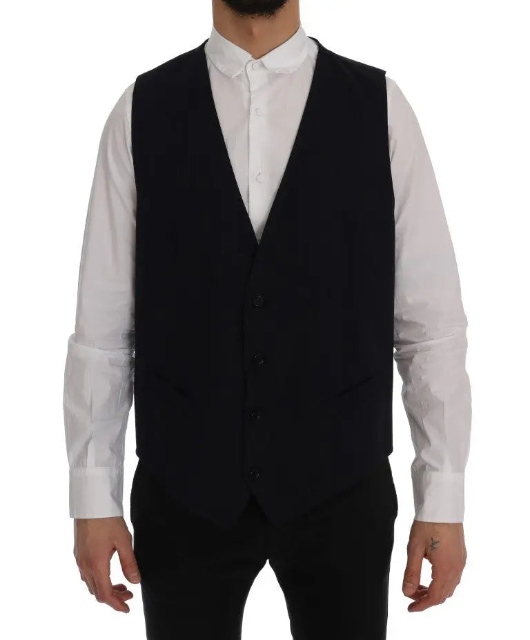 Dolce & Gabbana Blue STAFF Wool Stretch Vest - Zeiniez