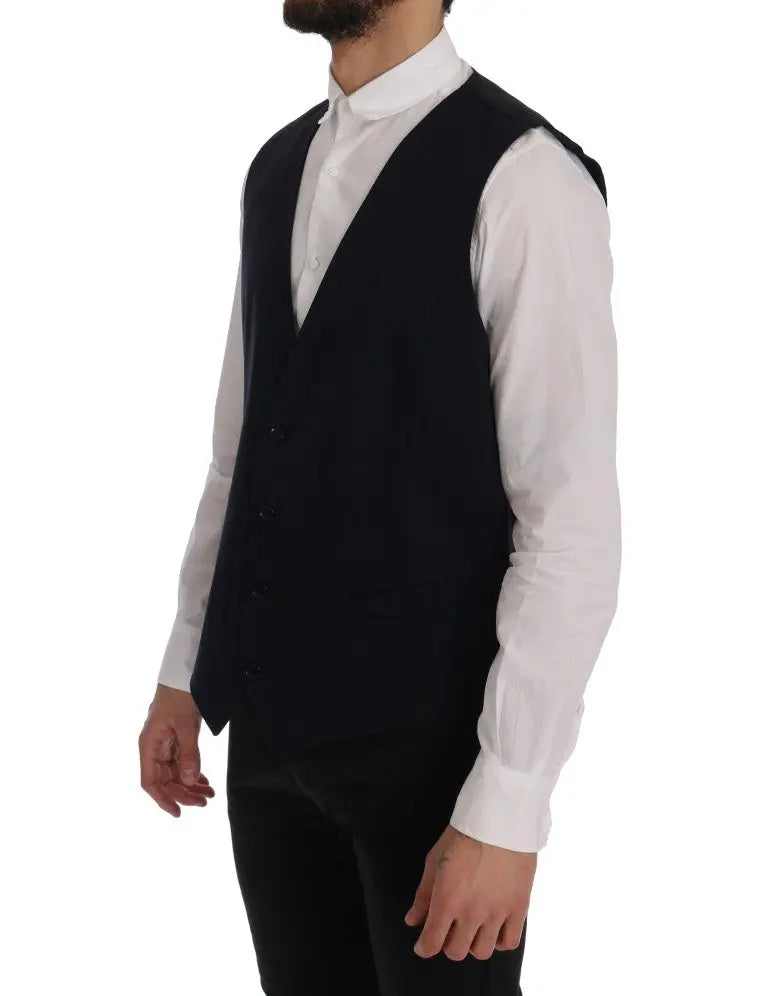 Dolce & Gabbana Blue STAFF Wool Stretch Vest - Zeiniez