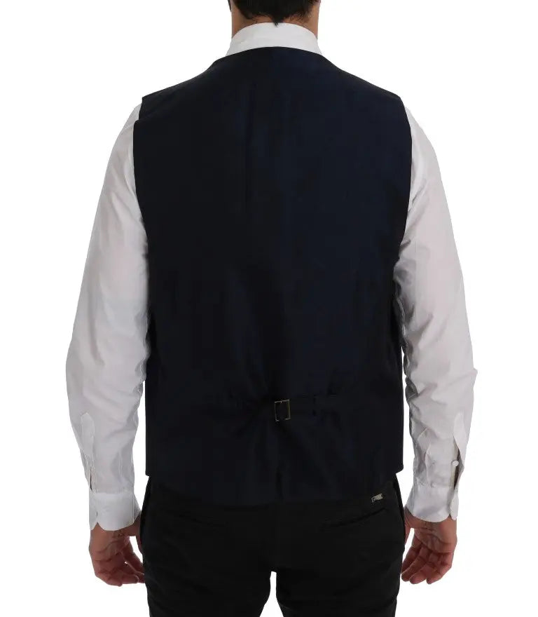 Dolce & Gabbana Blue STAFF Wool Stretch Vest - Zeiniez