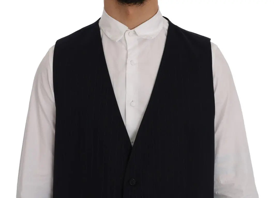 Dolce & Gabbana Blue STAFF Wool Stretch Vest - Zeiniez
