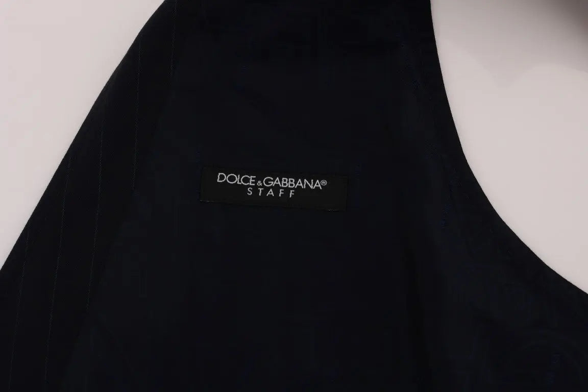 Dolce & Gabbana Blue STAFF Wool Stretch Vest - Zeiniez