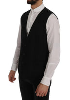 Dolce & Gabbana Black STAFF Wool Stretch Vest - Zeiniez