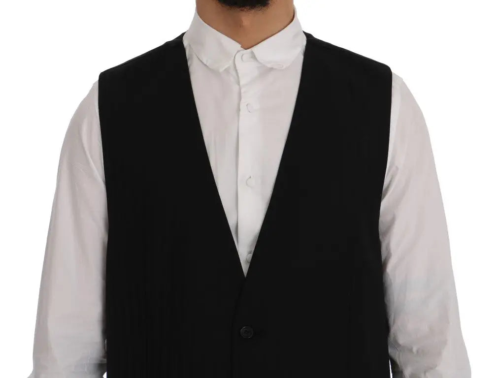 Dolce & Gabbana Black STAFF Wool Stretch Vest - Zeiniez