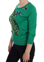 Dolce & Gabbana Green Silk Crystal Banana Sweater - Zeiniez