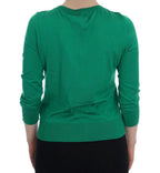 Dolce & Gabbana Green Silk Crystal Banana Sweater - Zeiniez