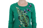 Dolce & Gabbana Green Silk Crystal Banana Sweater - Zeiniez
