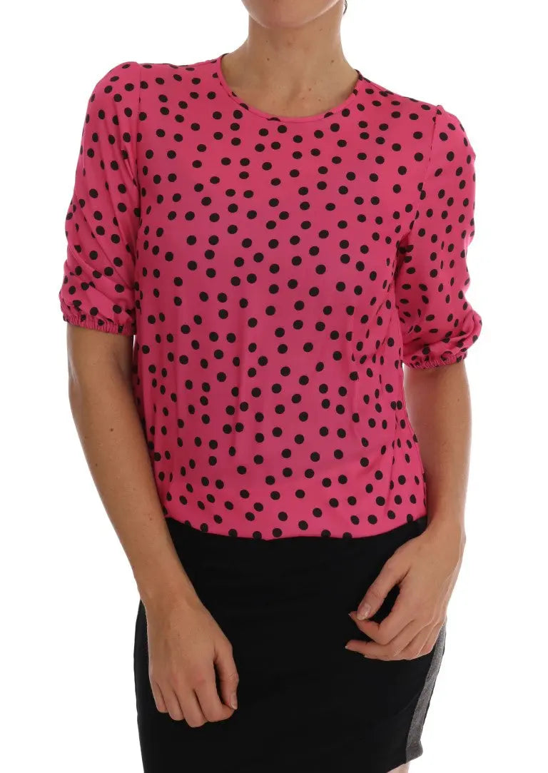 Dolce & Gabbana Pink Polka Dotted Silk Blouse - Zeiniez