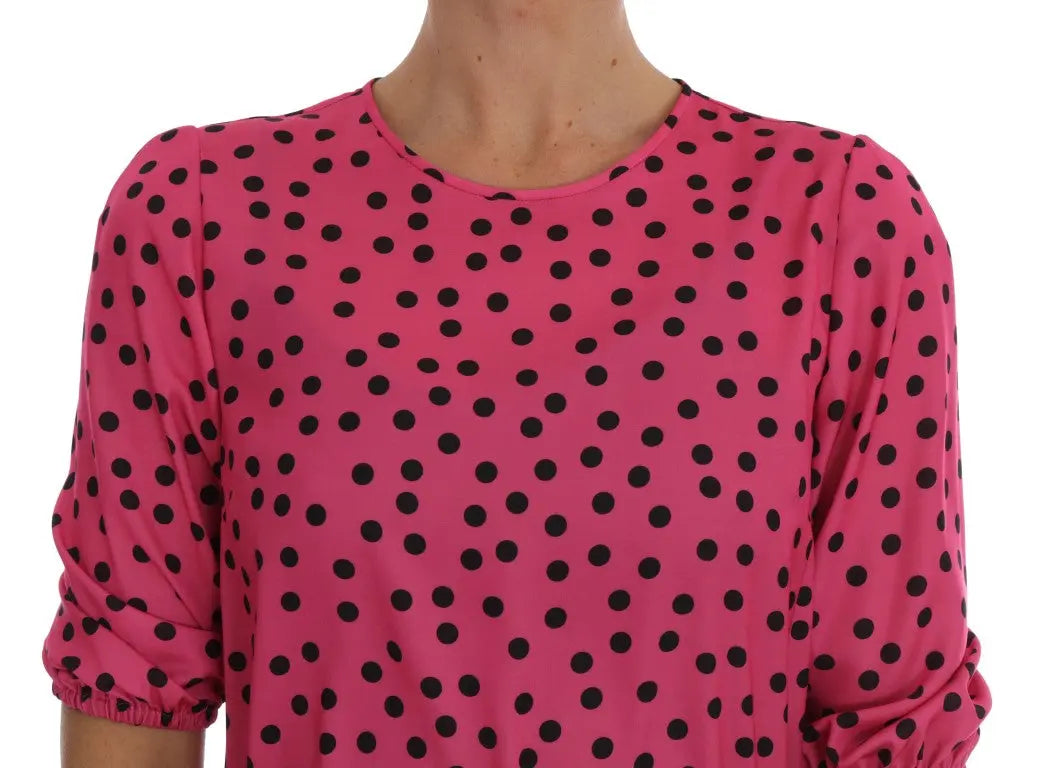 Dolce & Gabbana Pink Polka Dotted Silk Blouse - Zeiniez