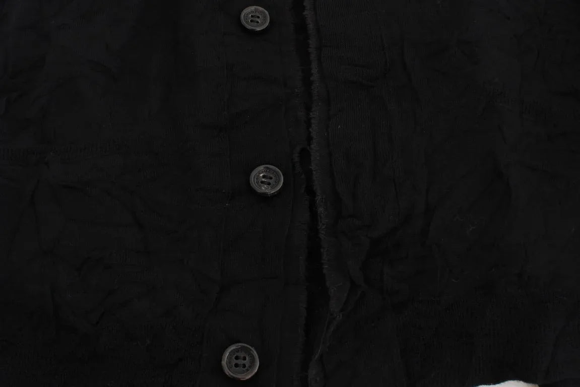 Costume National Black Fine Wool Button Cardigan - Zeiniez