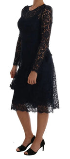 Dolce & Gabbana Blue Taormina Floral Lace Sheath Dress - Zeiniez