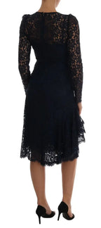 Dolce & Gabbana Blue Taormina Floral Lace Sheath Dress - Zeiniez
