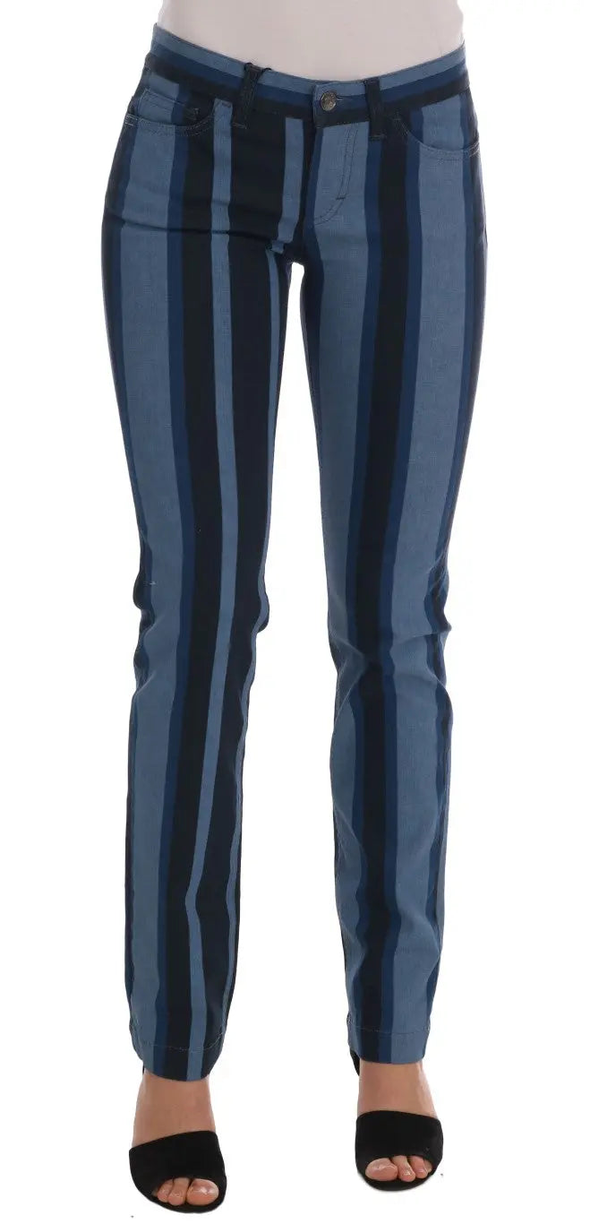 Dolce & Gabbana Blue GIRLY Striped Cotton Jeans - Zeiniez