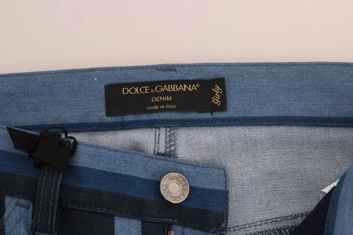 Dolce & Gabbana Blue GIRLY Striped Cotton Jeans - Zeiniez