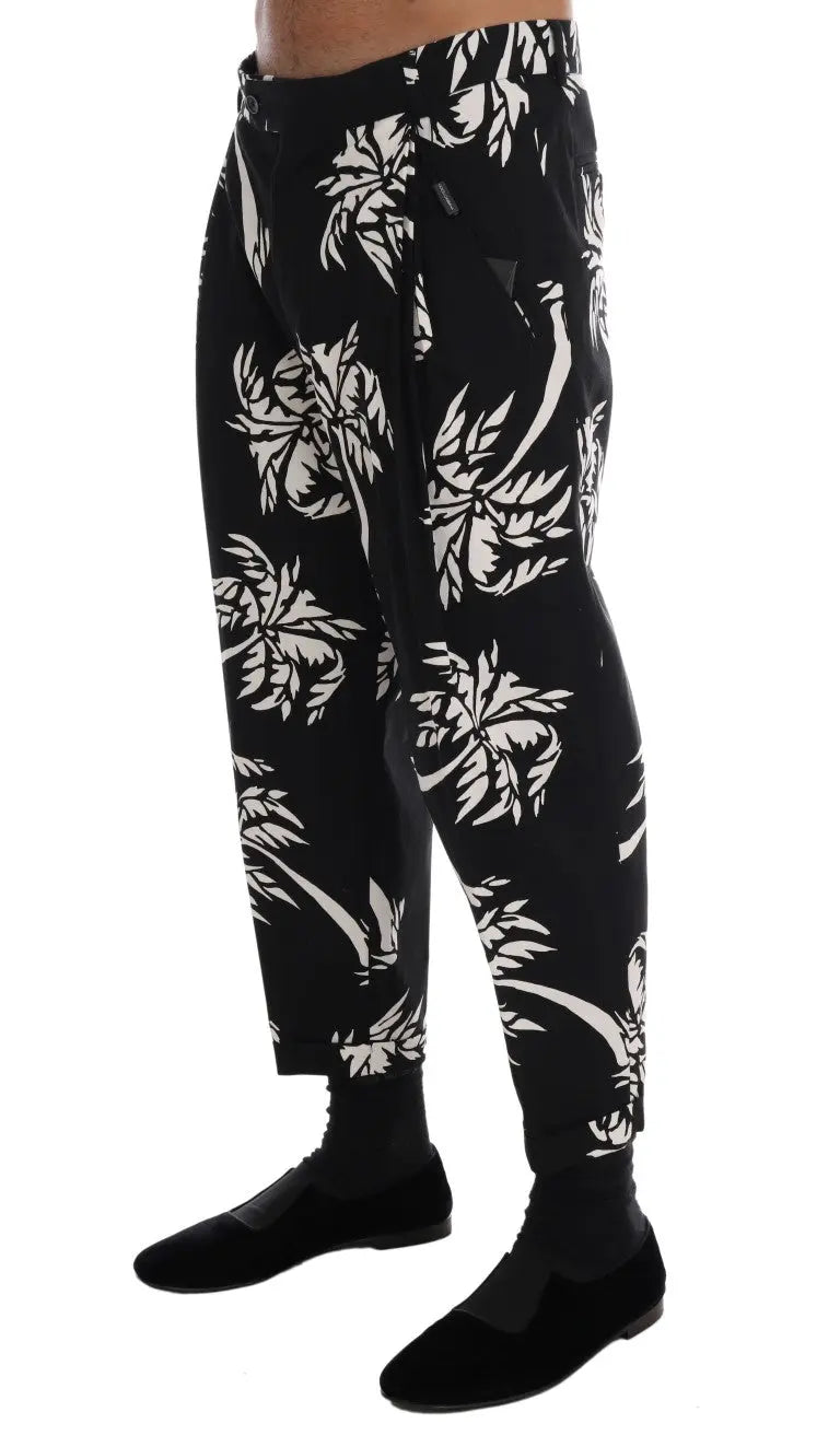 Dolce & Gabbana Black Tree Cotton Stretch Pants - Zeiniez