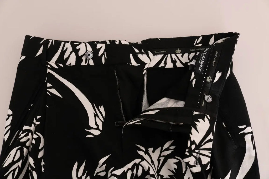 Dolce & Gabbana Black Tree Cotton Stretch Pants - Zeiniez
