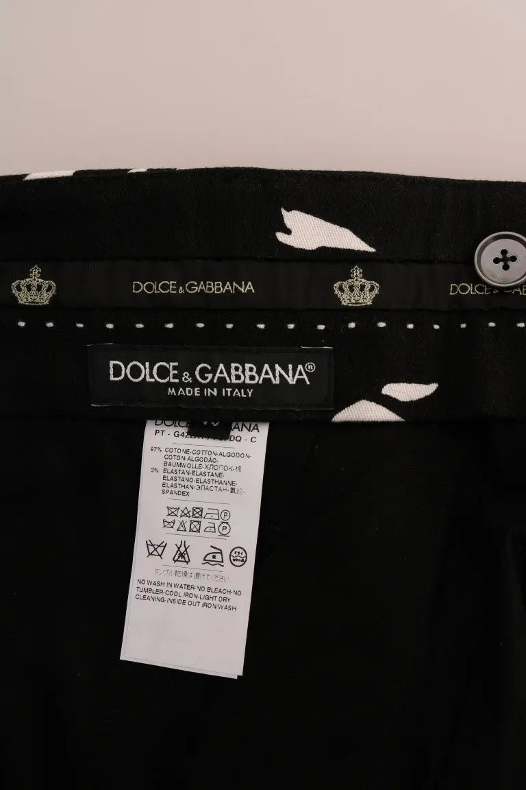 Dolce & Gabbana Black Tree Cotton Stretch Pants - Zeiniez