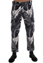 Dolce & Gabbana Gray Banana Leaf Cotton Pants - Zeiniez
