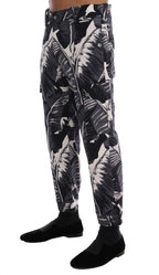 Dolce & Gabbana Gray Banana Leaf Cotton Pants - Zeiniez
