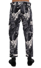 Dolce & Gabbana Gray Banana Leaf Cotton Pants - Zeiniez