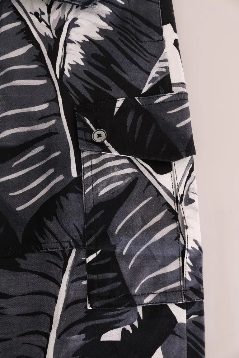 Dolce & Gabbana Gray Banana Leaf Cotton Pants - Zeiniez