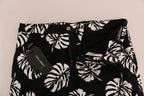 Dolce & Gabbana White Black Leaf Cotton Stretch Slim Pants - Zeiniez