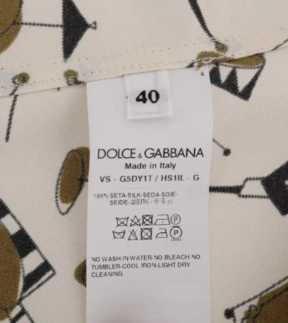 Dolce & Gabbana White Silk JAZZ Motive Print Shirt - Zeiniez