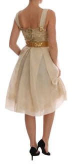 Dolce & Gabbana Gold Silk Crystal Embellished Dress - Zeiniez