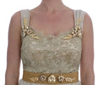 Dolce & Gabbana Gold Silk Crystal Embellished Dress - Zeiniez