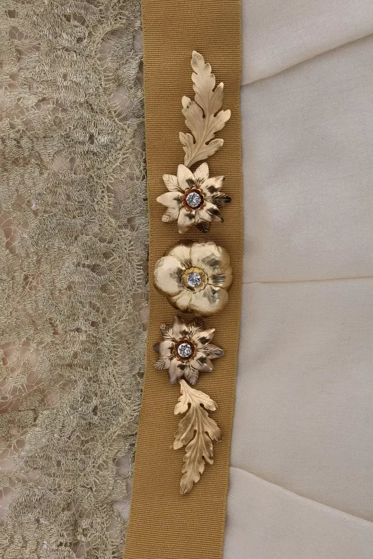 Dolce & Gabbana Gold Silk Crystal Embellished Dress - Zeiniez