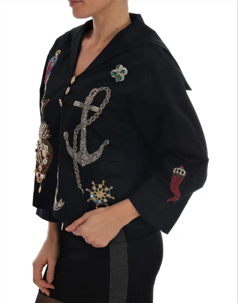Dolce & Gabbana Blue Crystal MAMMA Sicily Jacket - Zeiniez
