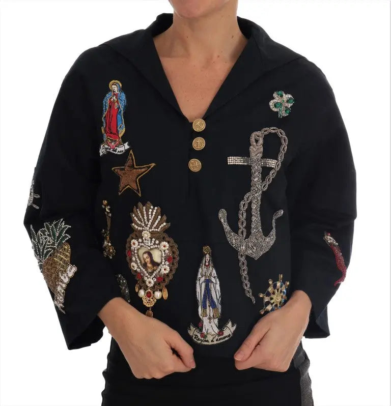 Dolce & Gabbana Blue Crystal MAMMA Sicily Jacket - Zeiniez