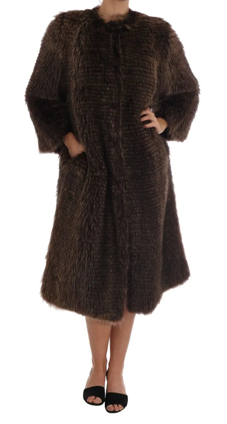 Dolce & Gabbana Brown Raccoon Fur Coat Jacket - Zeiniez