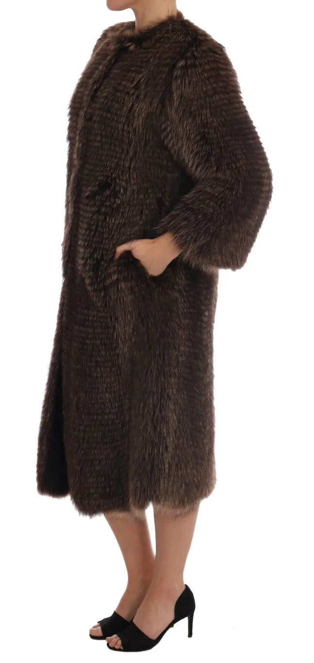 Dolce & Gabbana Brown Raccoon Fur Coat Jacket - Zeiniez