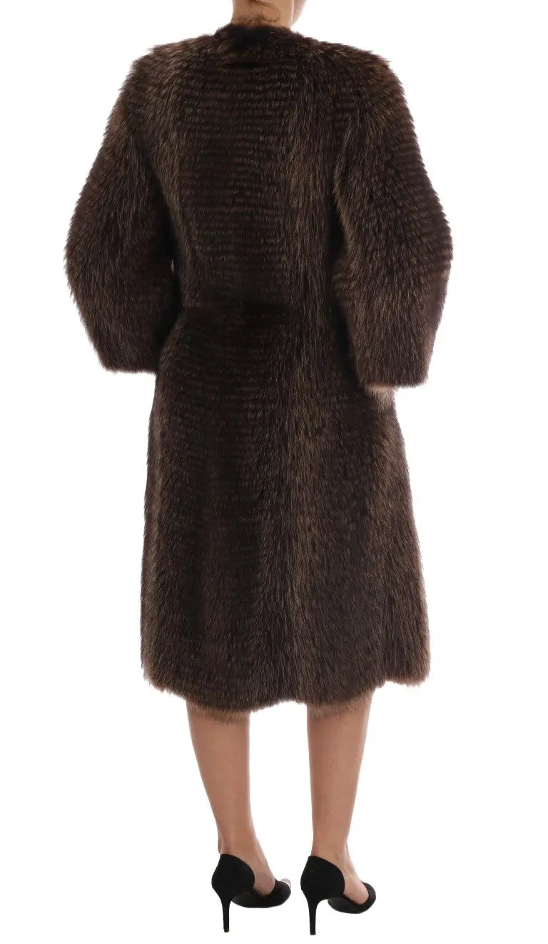 Dolce & Gabbana Brown Raccoon Fur Coat Jacket - Zeiniez