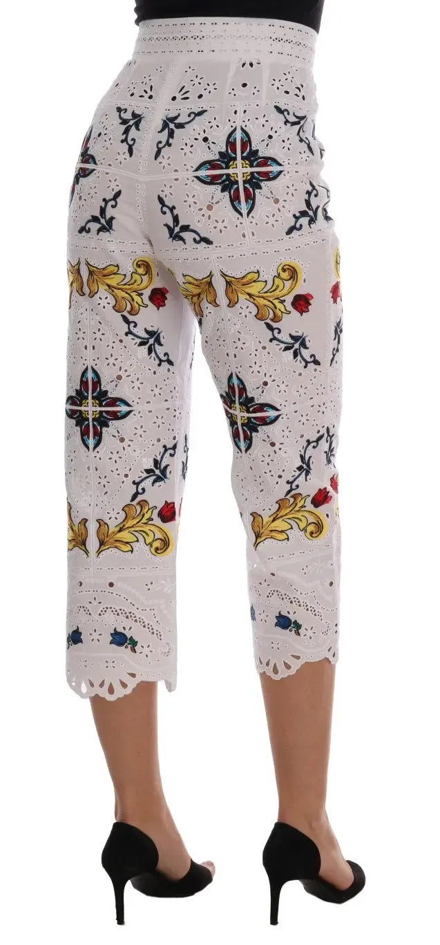 Dolce & Gabbana Mulicolor Majolica Cutout Capri Pants - Zeiniez