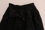 Dolce & Gabbana Black Brocade High Waist Capri Shorts - Zeiniez