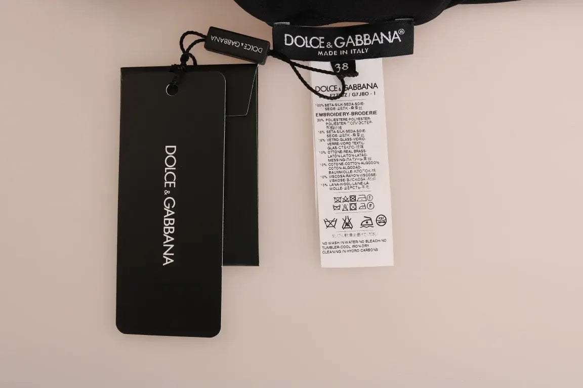 Dolce & Gabbana Black Silk Fairy Tale Top Crystal Blouse - Zeiniez