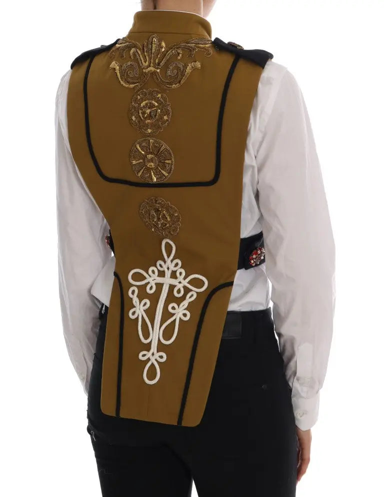Dolce & Gabbana Yellow Crystal Cross Vest Jacket - Zeiniez