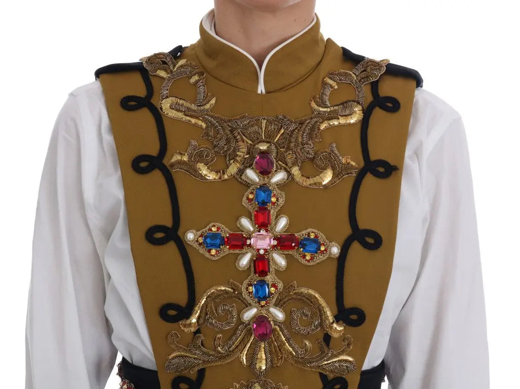 Dolce & Gabbana Yellow Crystal Cross Vest Jacket - Zeiniez