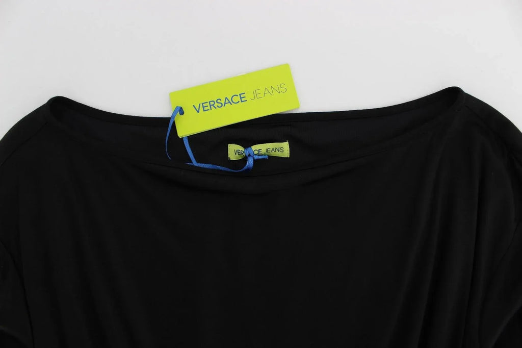 Versace Jeans Black Modal Silk Shift Knee Dress - Zeiniez