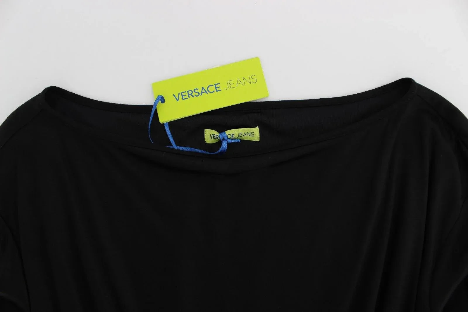 Versace Jeans Black Modal Silk Shift Knee Dress - Zeiniez