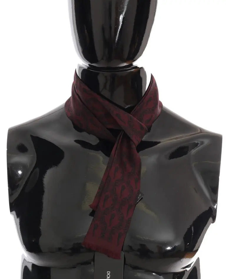 Dolce & Gabbana Bordeaux Silk Crown Chili Scarf - Zeiniez
