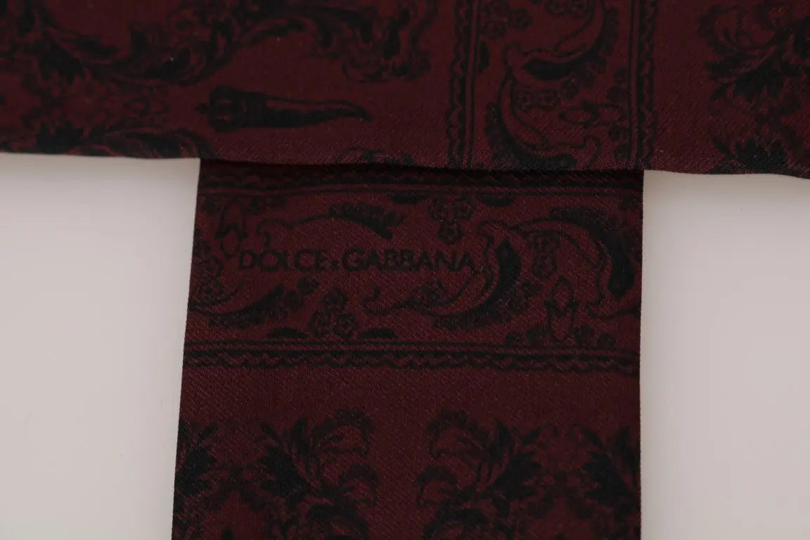 Dolce & Gabbana Bordeaux Silk Crown Chili Scarf - Zeiniez