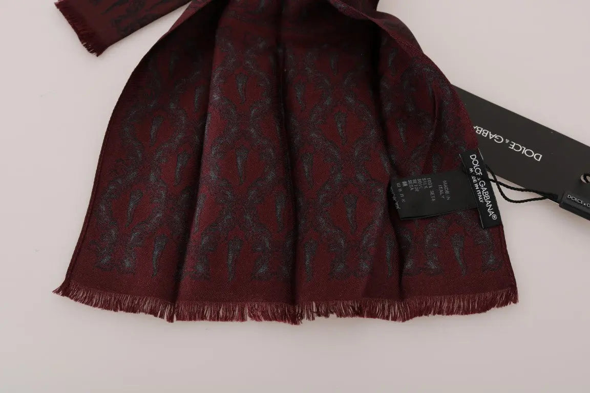 Dolce & Gabbana Bordeaux Silk Crown Chili Scarf - Zeiniez