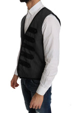 Dolce & Gabbana Gray Wool Patterned Slim Vest - Zeiniez