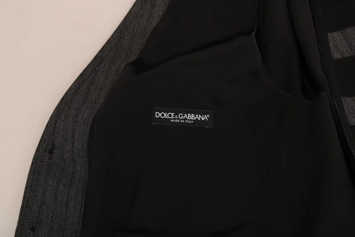 Dolce & Gabbana Gray Wool Patterned Slim Vest - Zeiniez