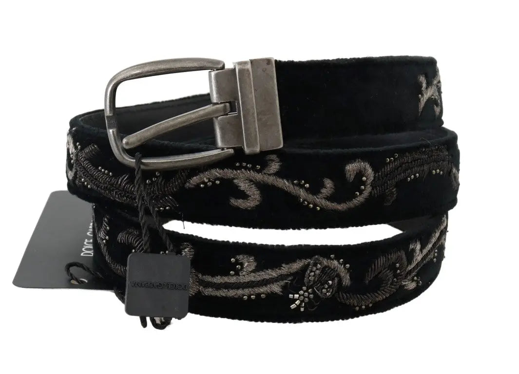 Dolce & Gabbana Black Cotton Royal Bee Embroidery Belt - Zeiniez