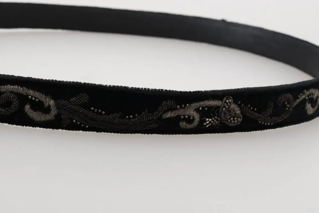 Dolce & Gabbana Black Cotton Royal Bee Embroidery Belt - Zeiniez